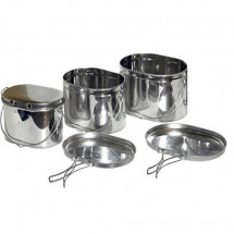 Набор низких котелков - 3 шт. (3,3; 4,5; 6,0 л.) с крышками, Матрешка, крышка с ручками